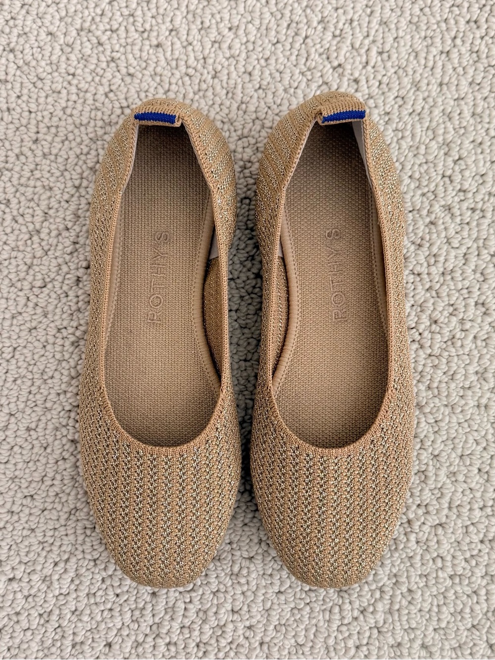 Rothy’s Tan & Metallic Gold Ballet Flats - Picture 3 of 14